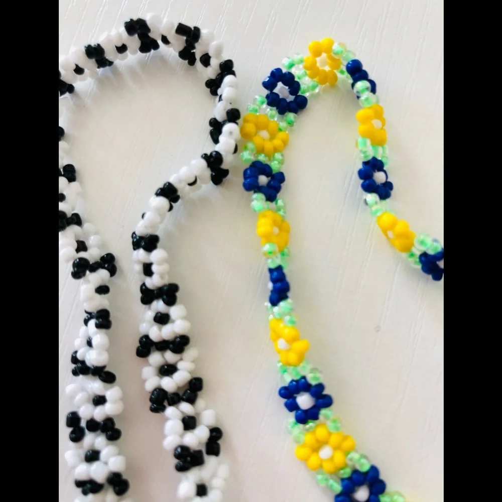 2 anklets glass bead /bracelet 9 inches each